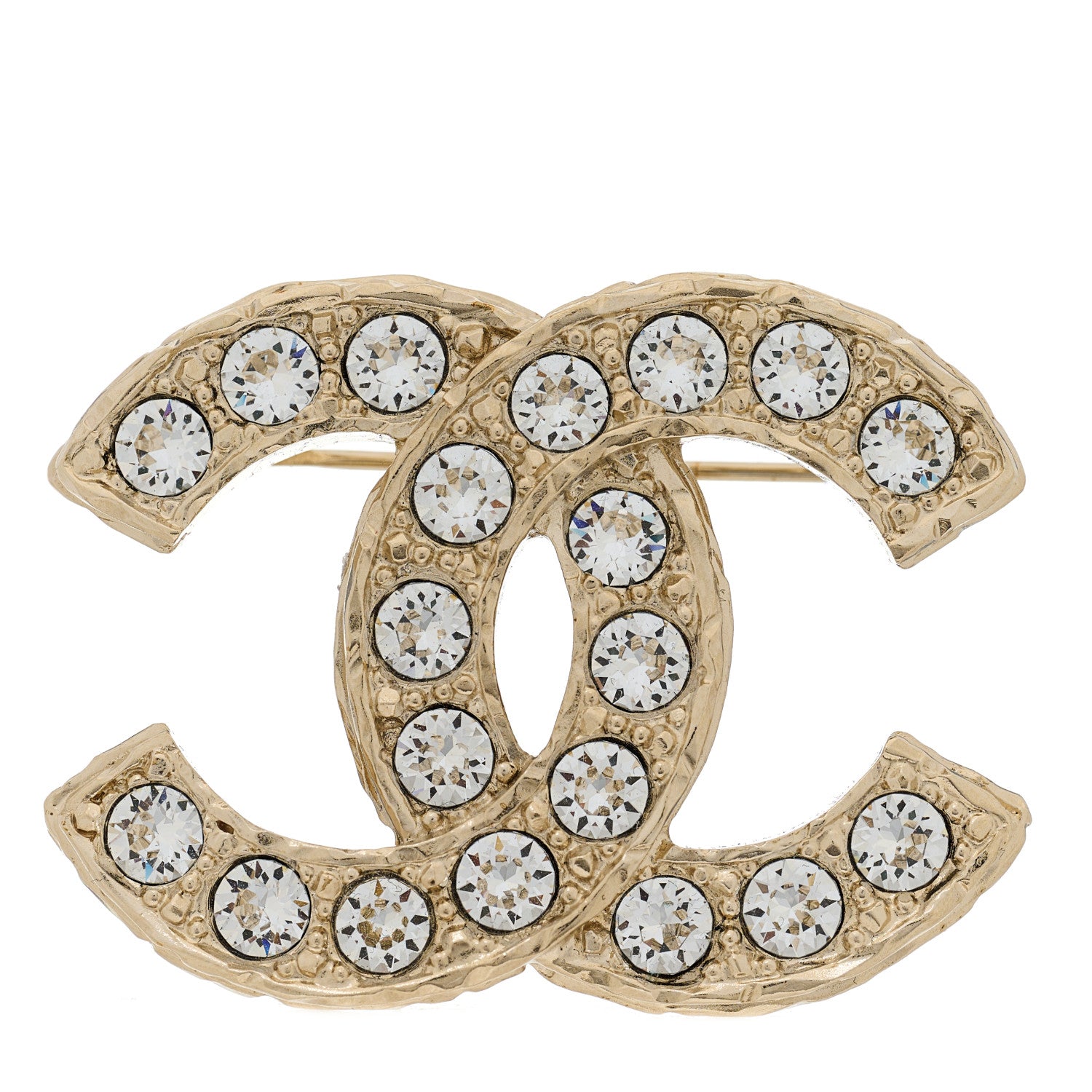 Chanel Crystal Textured CC Brooch Light Gold 1 of 4