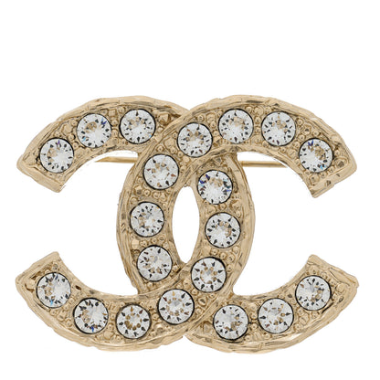 Chanel Crystal Textured CC Brooch Light Gold 1 of 4