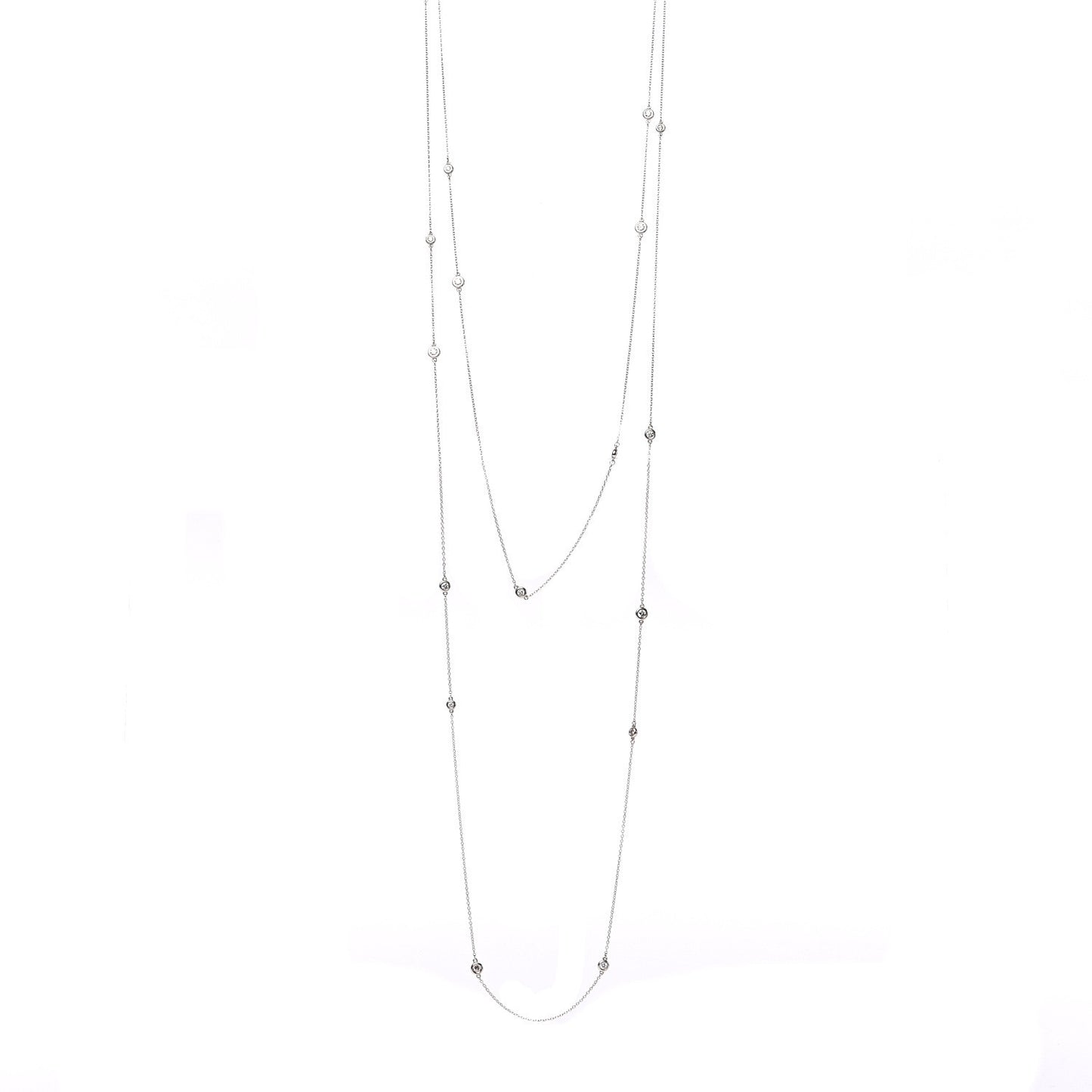 Sterling Silver Diamond Elsa Peretti Diamonds by the Yard Sprinkle Necklace 72"