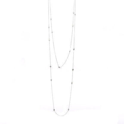Tiffany Sterling Silver Diamond Elsa Peretti Diamonds by the Yard Sprinkle Necklace 72" 1 of 8