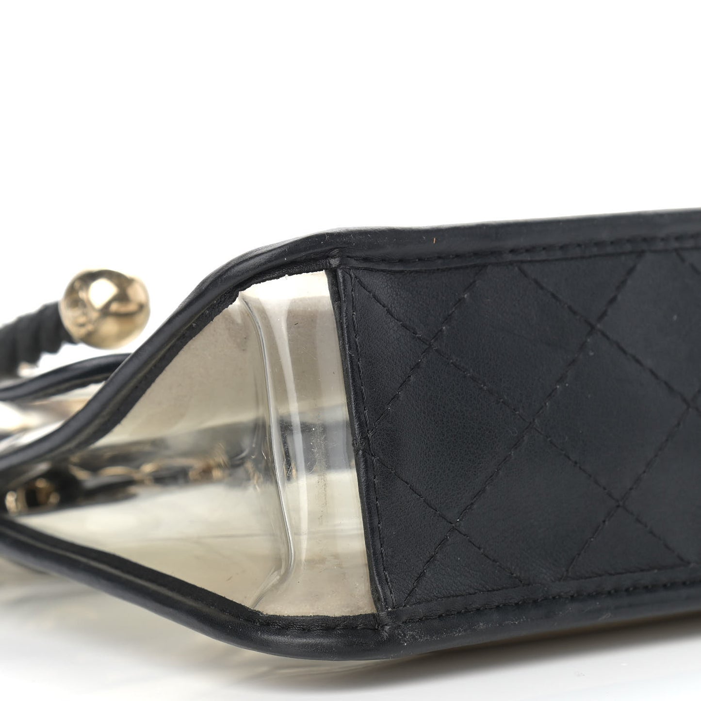 Lambskin PVC Sand By The Sea Flap With Pearl Strap Black