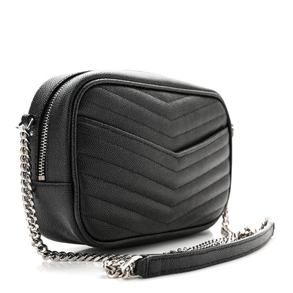 Saint Laurent Grain De Poudre Matelasse Monogram Mini Lou Camera Bag Black 2 of 10