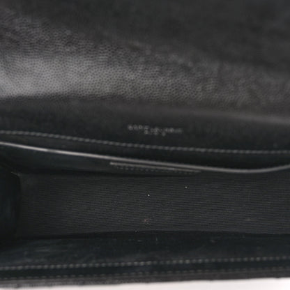 Saint Laurent Grain De Poudre Textured Mixed Matelasse Triquilt Medium Monogram Satchel Black 5 of 12