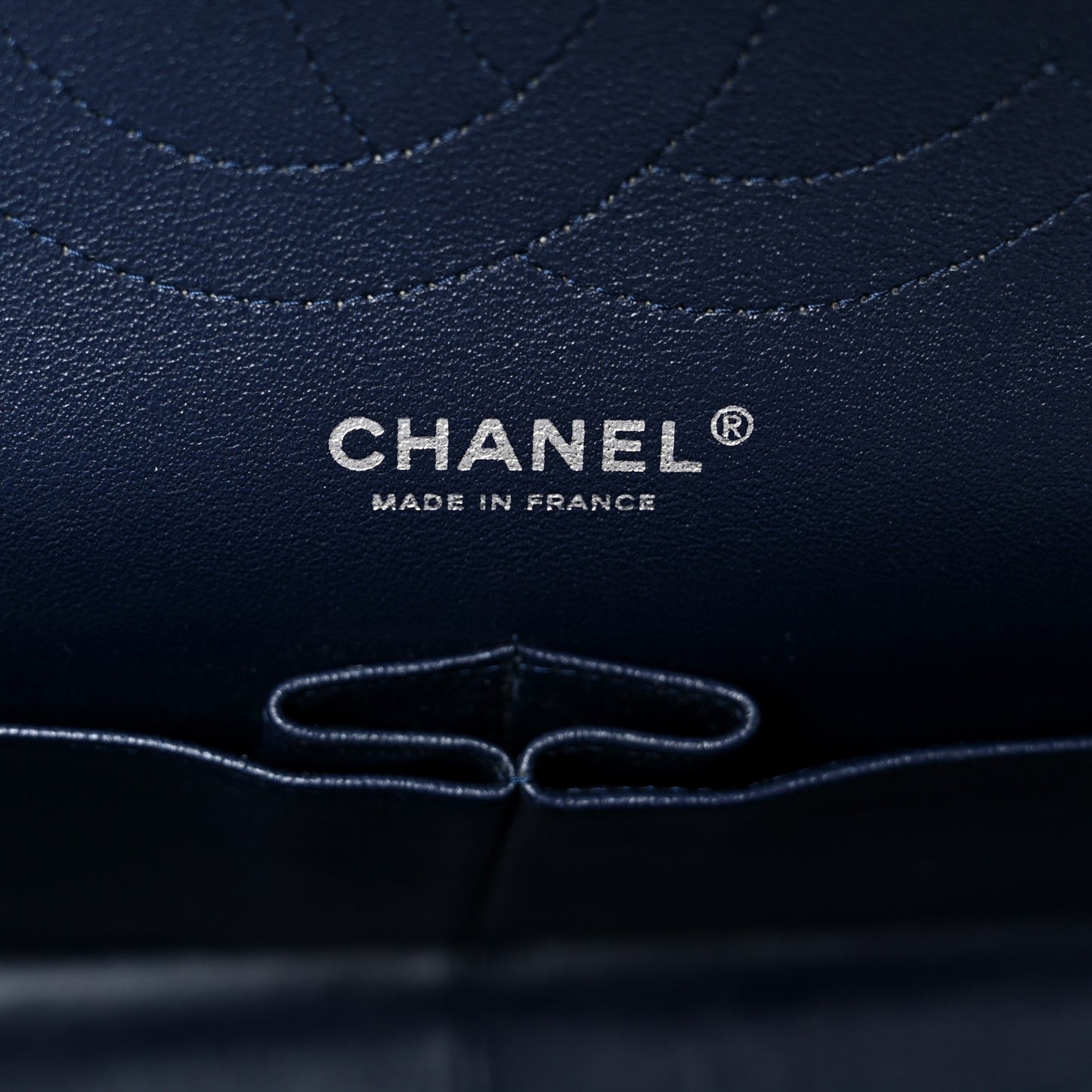 Lambskin Quilted Jumbo Double Flap Navy