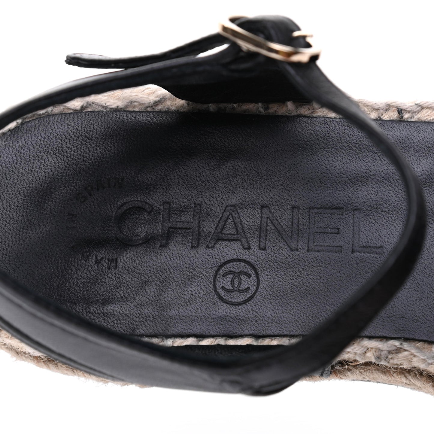 Lambskin Cap Toe CC Espadrilles Sandals 35 Black