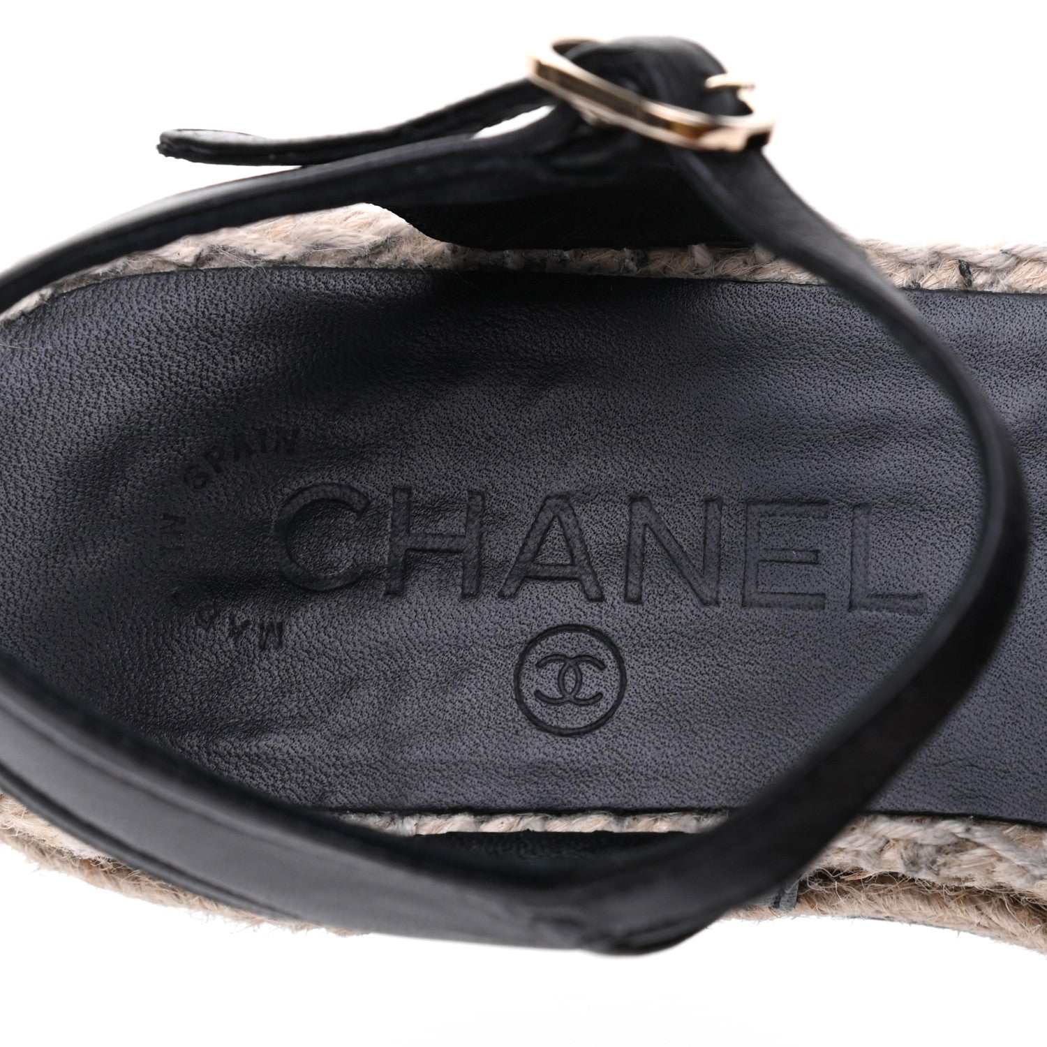 Chanel Lambskin Cap Toe CC Espadrilles Sandals 35 Black 8 of 11