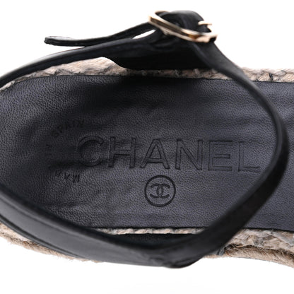 Chanel Lambskin Cap Toe CC Espadrilles Sandals 35 Black 8 of 11