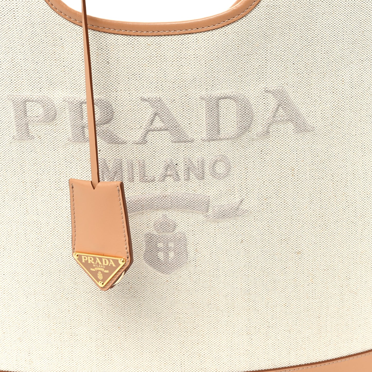Linen Vitello Medium Logo Tote Natural