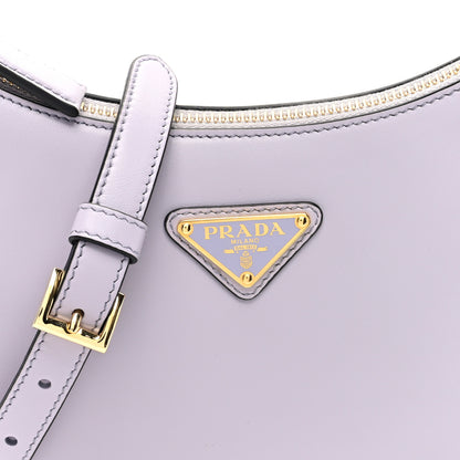 Prada Soft Calfskin Arque Shoulder Bag Glicine 7 of 9