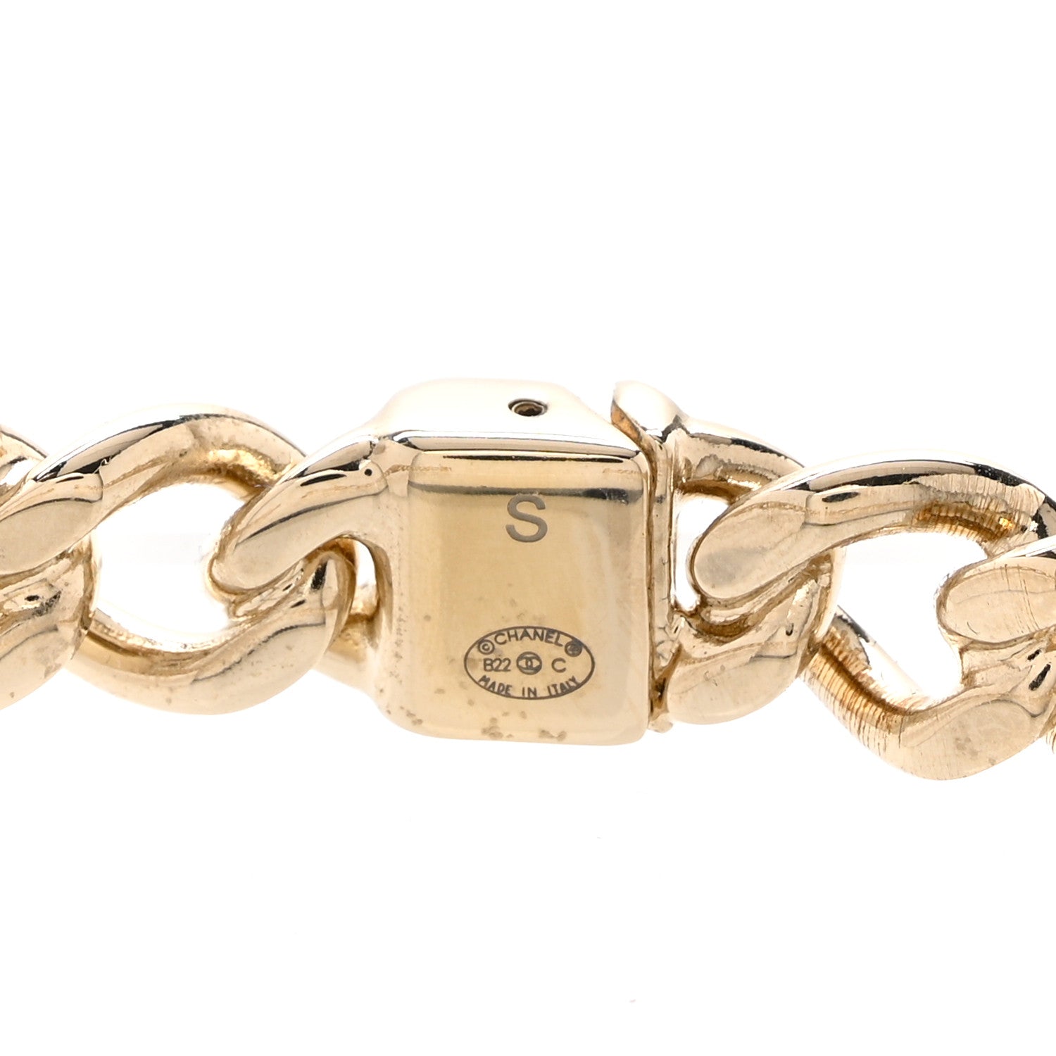 Chanel Metal CC Chain Link Choker Necklace S Gold 4 of 5
