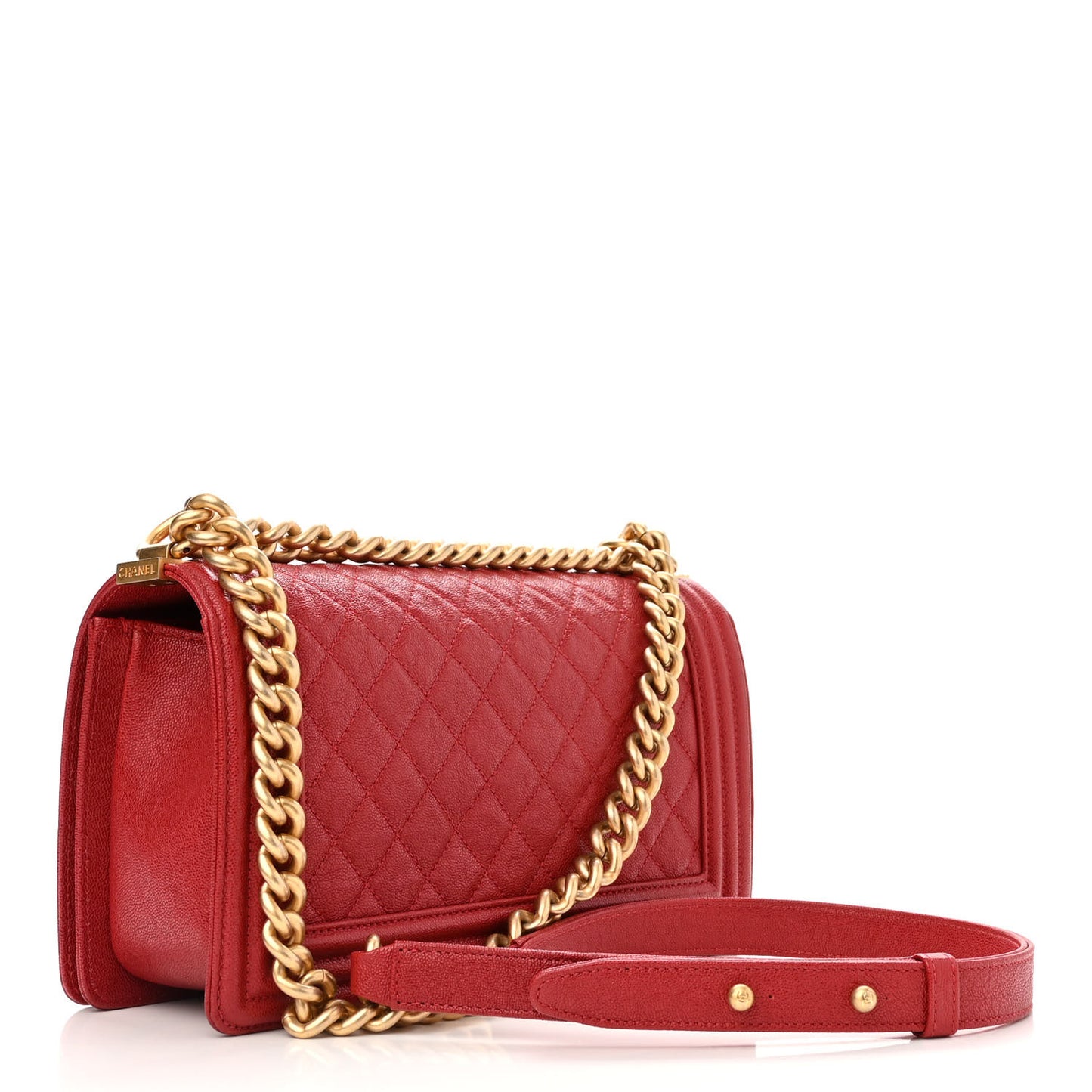 Caviar Quilted Medium Boy Flap Red