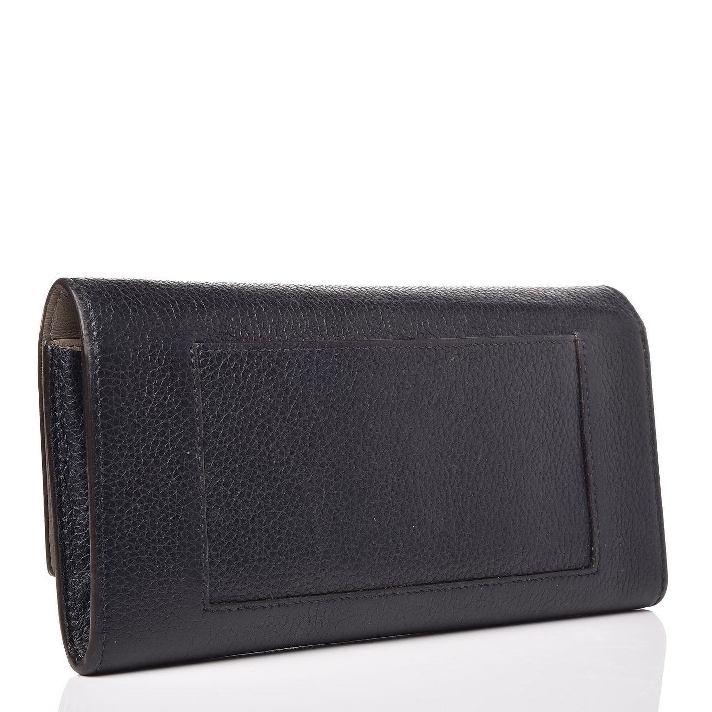 Drummed Calfskin Large Multifunction Flap Wallet Black