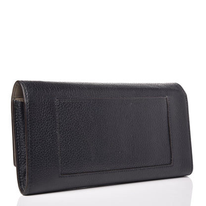 Celine Drummed Calfskin Large Multifunction Flap Wallet Black 3 of 13