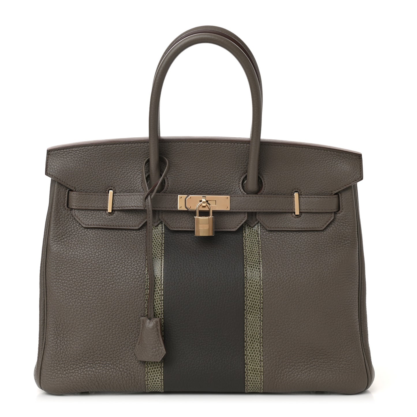 Taurillon Clemence Lizard Club Birkin 35 Etain Graphite