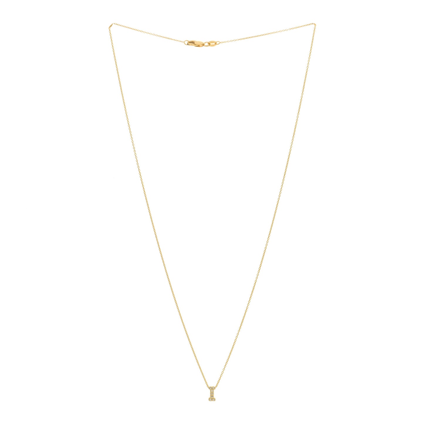 18K Yellow Gold Diamond Love Letter I Pendant Necklace