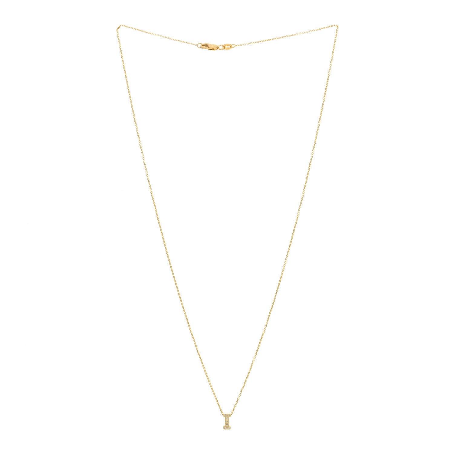 Roberto Coin 18K Yellow Gold Diamond Love Letter I Pendant Necklace 2 of 4