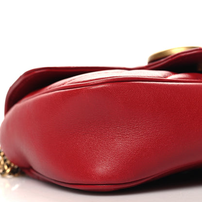 Gucci Calfskin Matelasse Super Mini GG Marmont Shoulder Bag Hibiscus Red 9 of 11