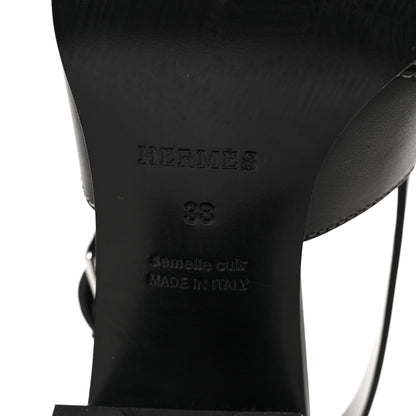 Hermes Calfskin Elbe 60 Sandals 38 Black 7 of 9