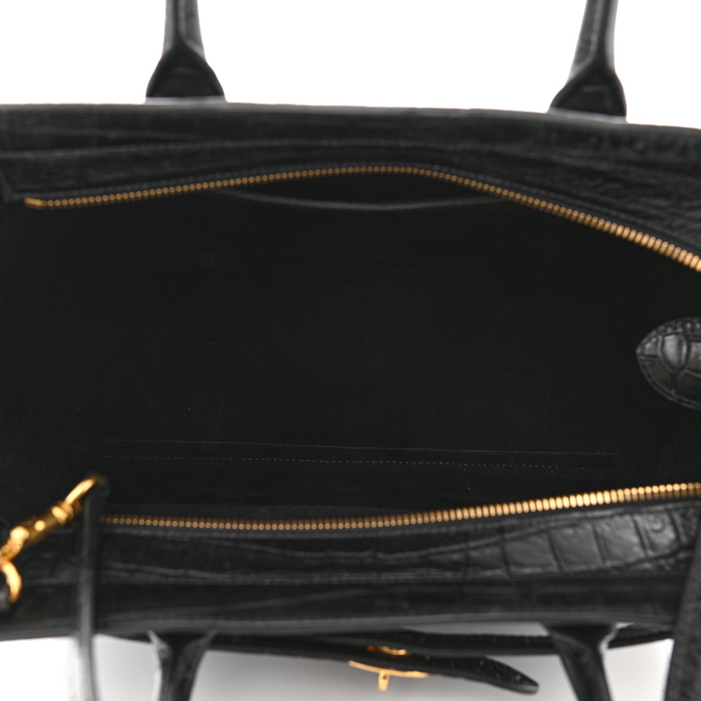 Crocodile Embossed Calfskin Small Zipped Bayswater Black