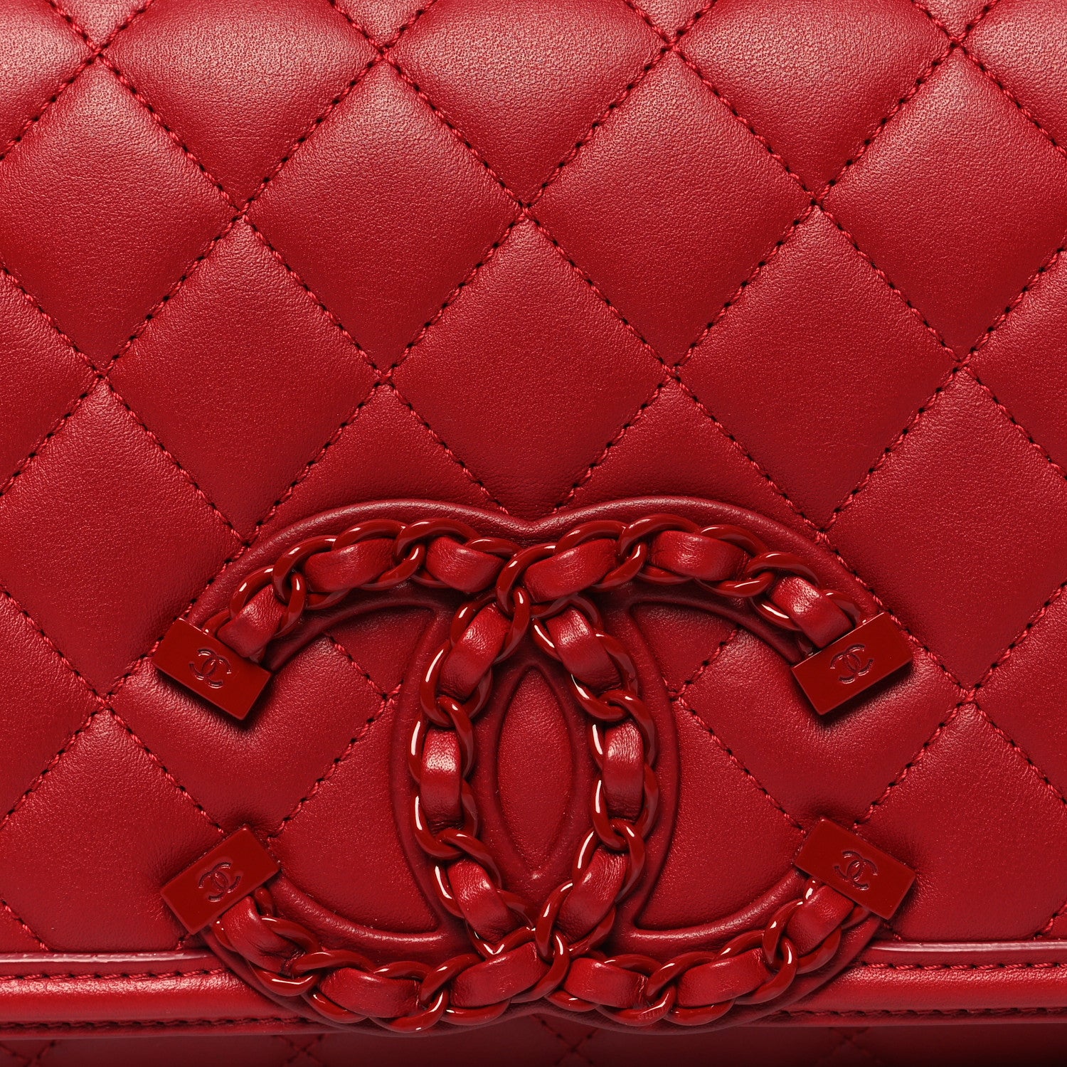 Chanel Calfskin Quilted Medium CC Filigree Flap Red 8 of 11