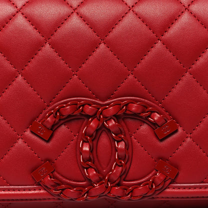 Chanel Calfskin Quilted Medium CC Filigree Flap Red 8 of 11