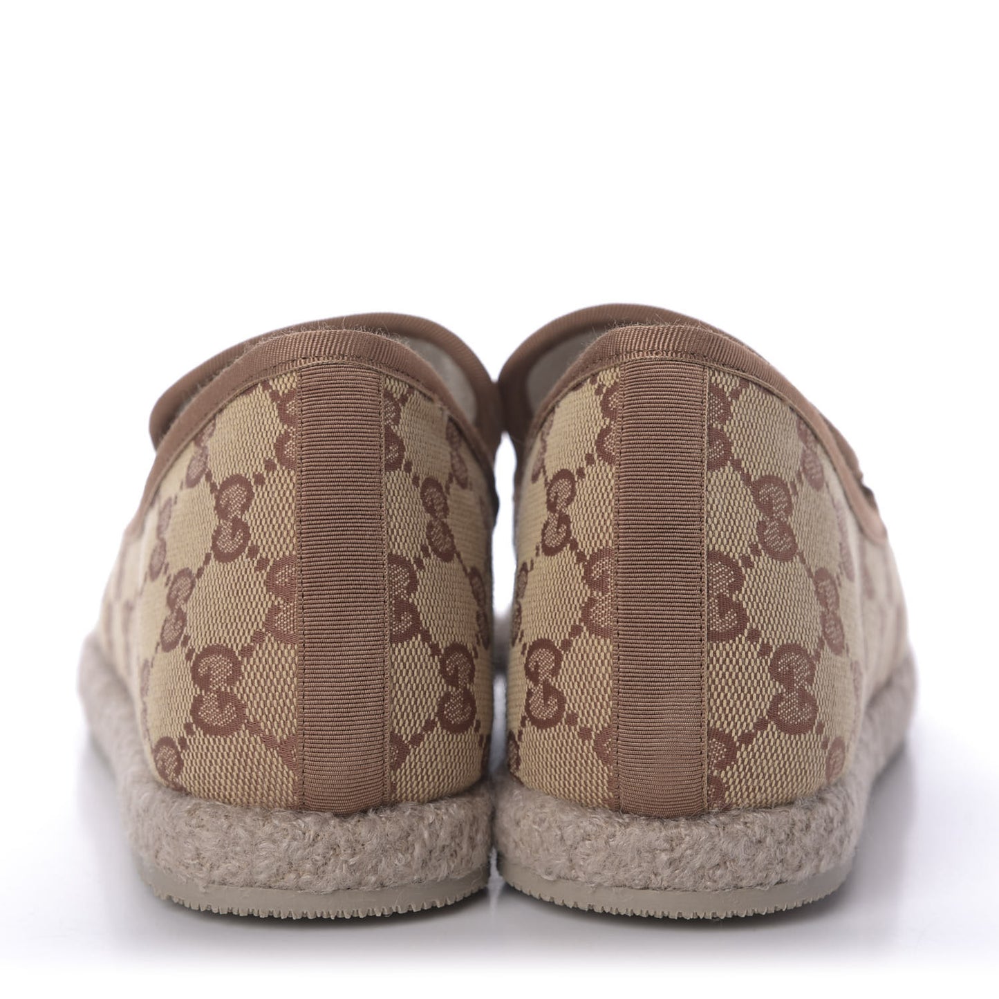 GG Monogram Womens Fria Horsebit Loafers 37.5 Beige Ruggine