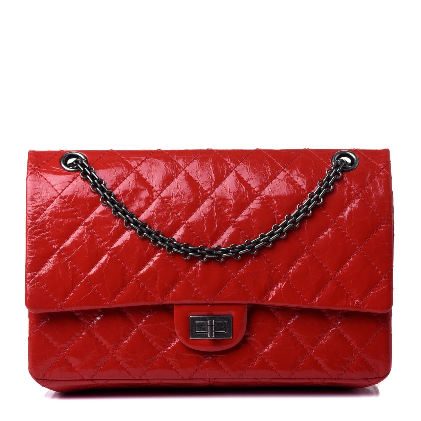Aged Glazed Calfskin Quilted 2.55 Reissue 226 Flap Red