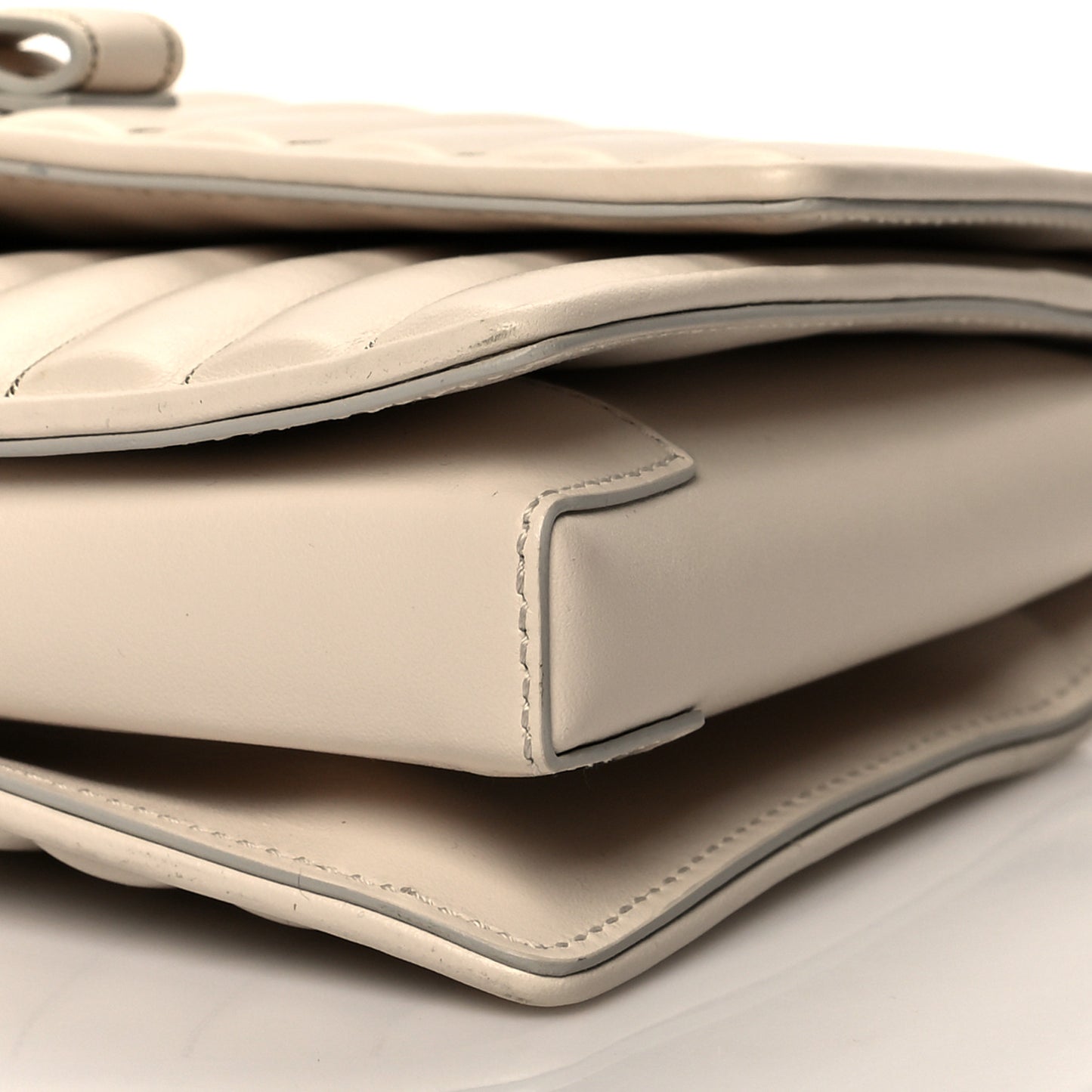 Nappa Vertical Quilted Ginny Shoulder Bag White