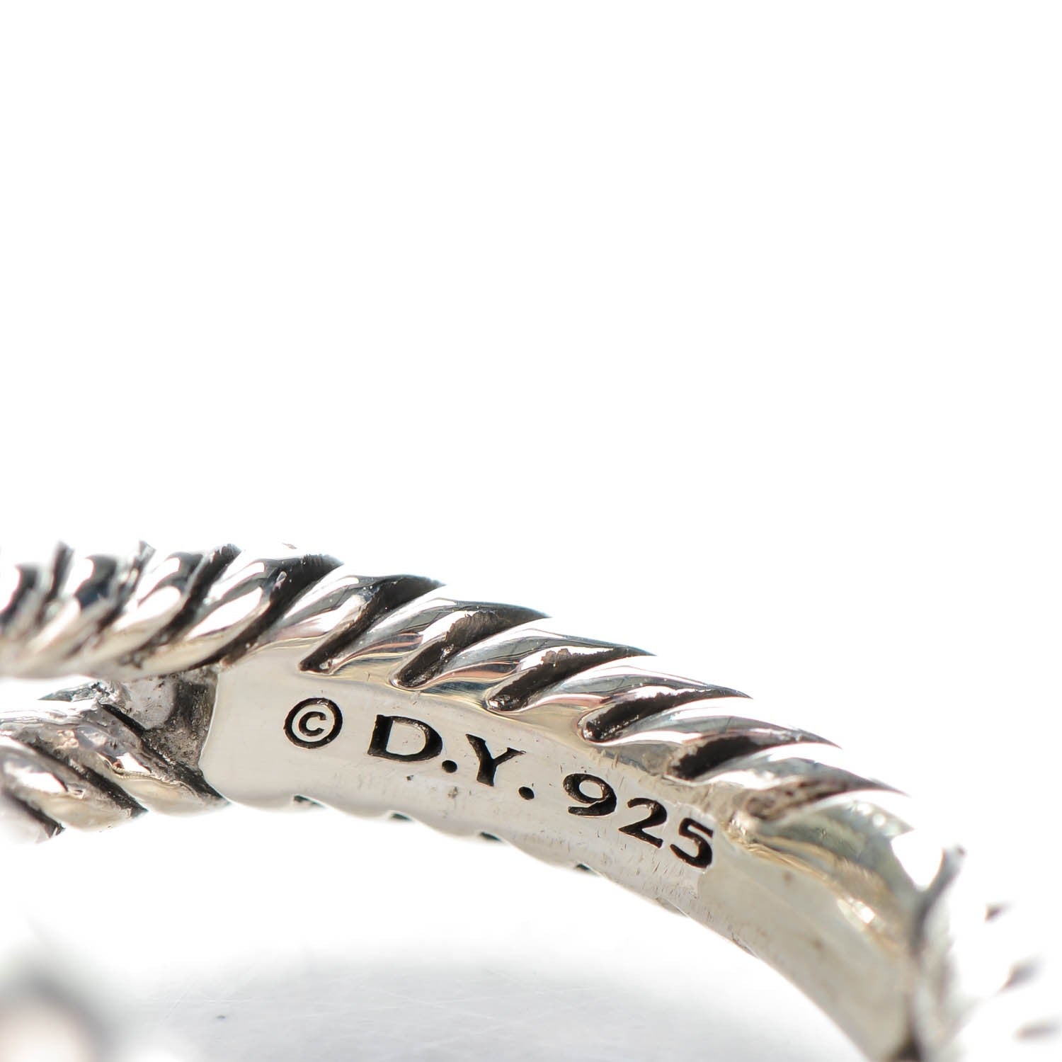 David Yurman Sterling Silver Diamond 7mm Petite Albion Pave Ring 50 5.5 4 of 5