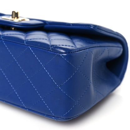 Chanel Lambskin Quilted Mini Top Handle Rectangular Flap Blue 10 of 11