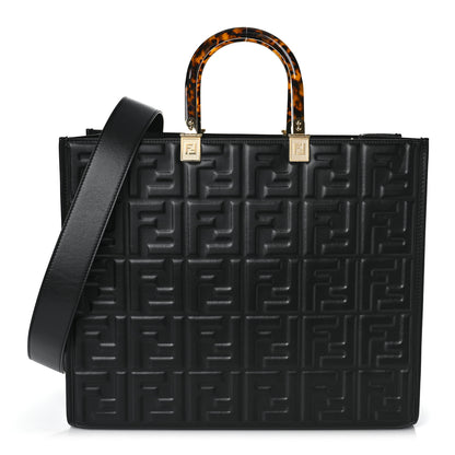 Fendi Vitello Plexiglass FF Embossed Medium Fendi Sunshine Shopper Tote Black 1 of 9