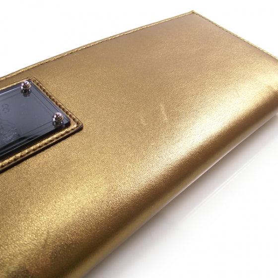 Leather Clutch Metallic Gold