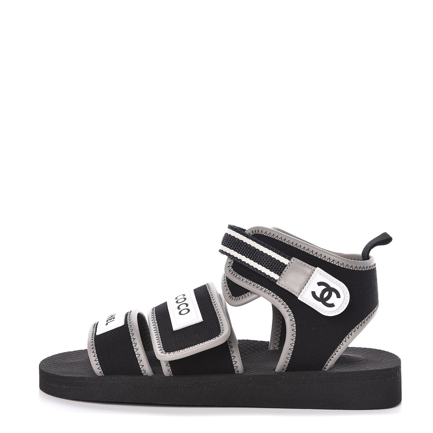 Chanel Lambskin Jersey Coco Sandals 38 Black 1 of 8
