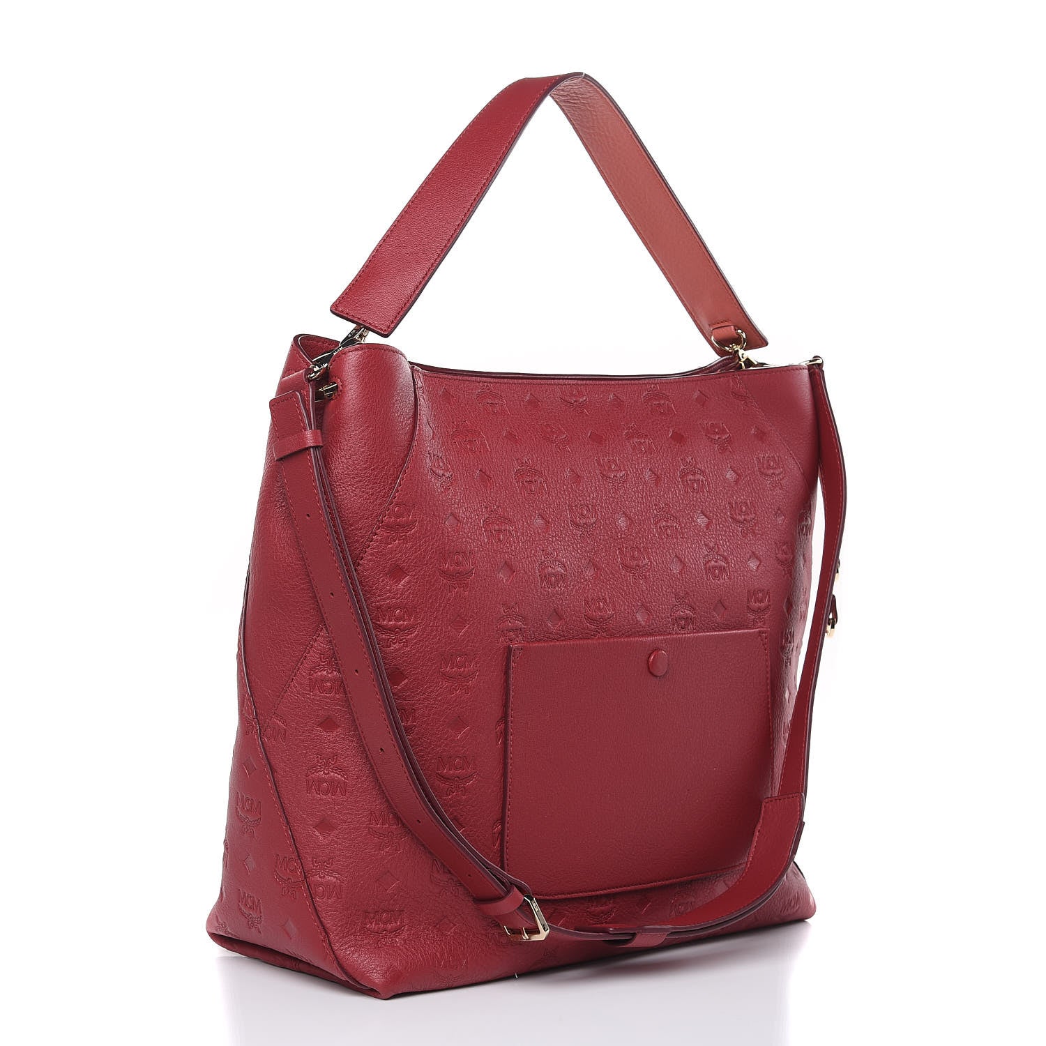 MCM Calfskin Ottomar Monogram Large Klara Hobo Ruby Red 3 of 10