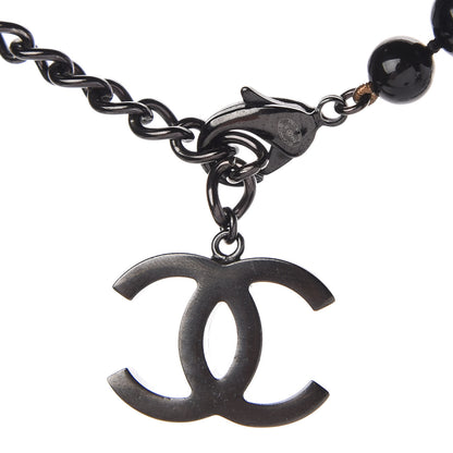 Chanel Pearl Beaded CC Long Necklace Black White 5 of 6