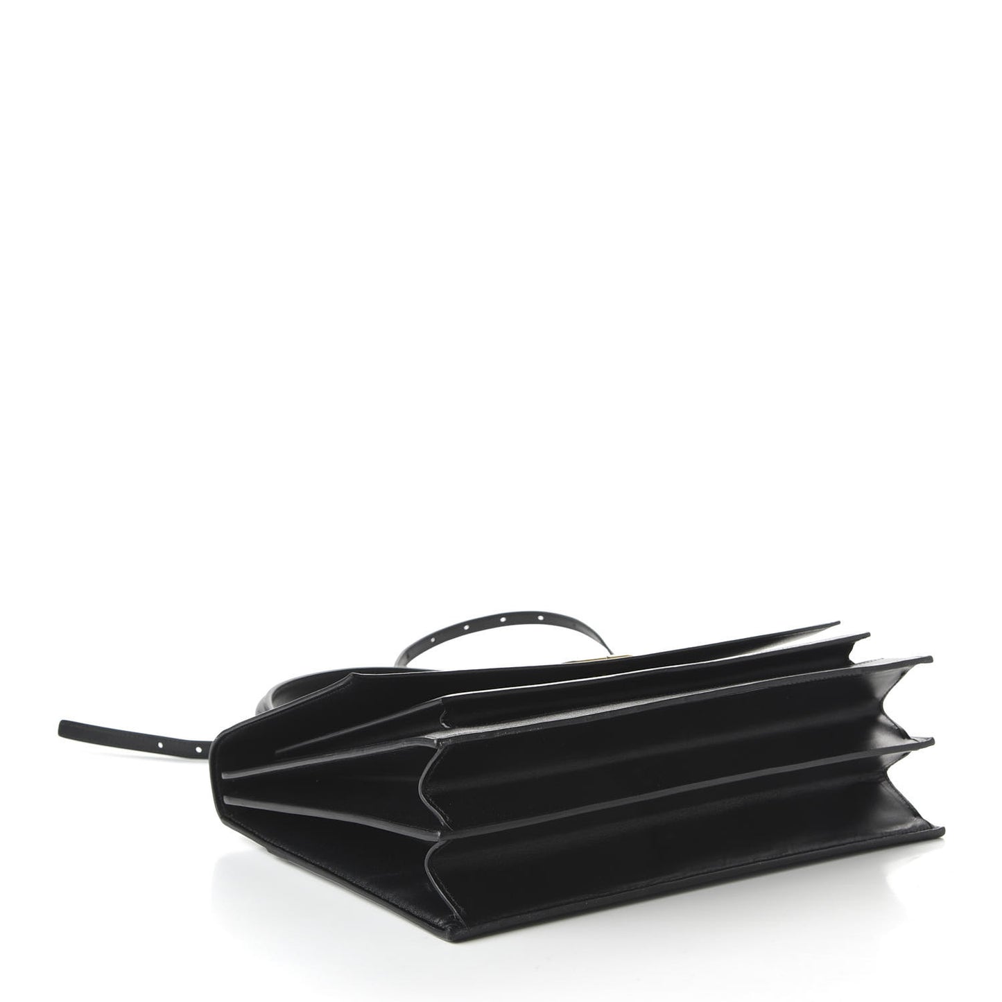 Box Calfskin Large Sharp Top Handle Bag Black