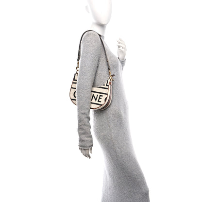 Celine Textile Medium Ava Shoulder Bag White Black 2 of 12