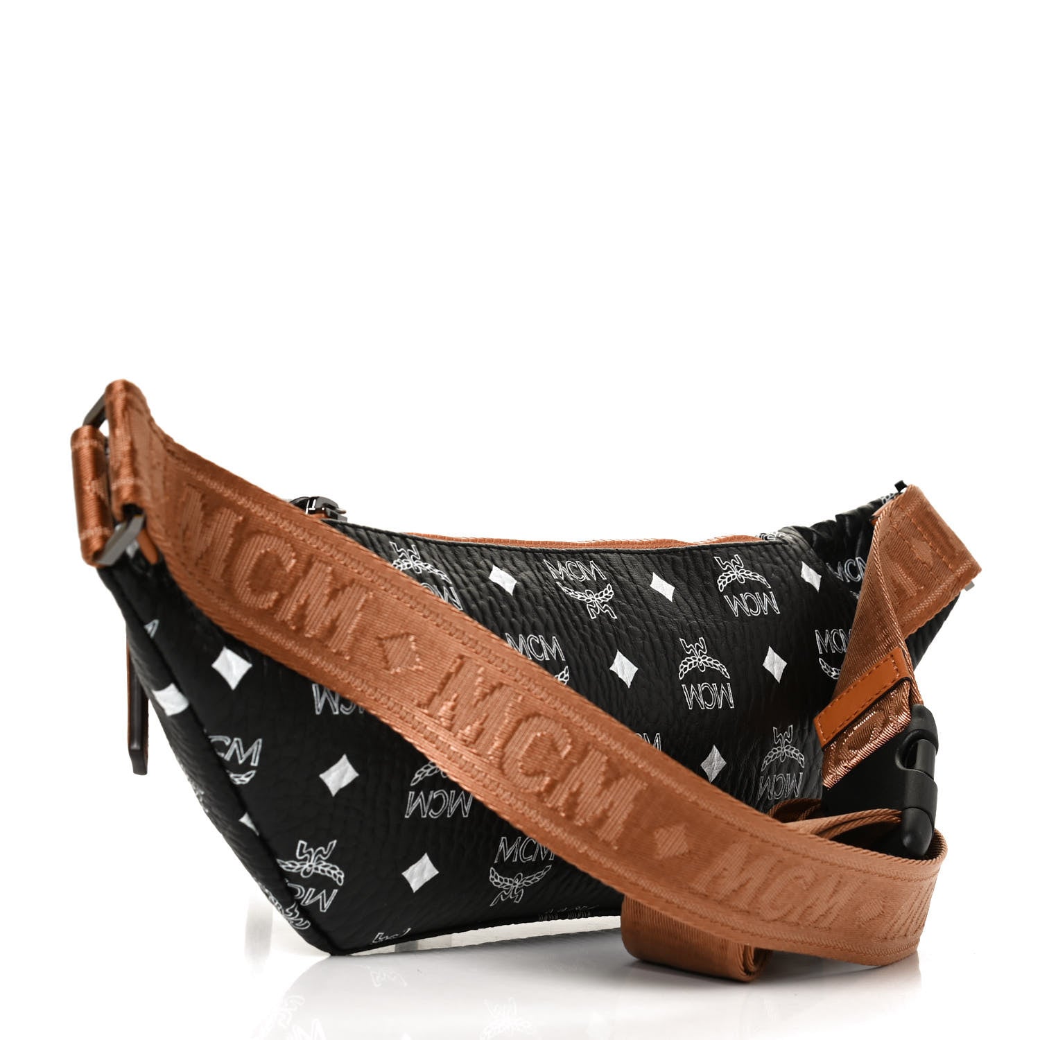 MCM Visetos Small Fusten Belt Bag Black Cognac 3 of 10