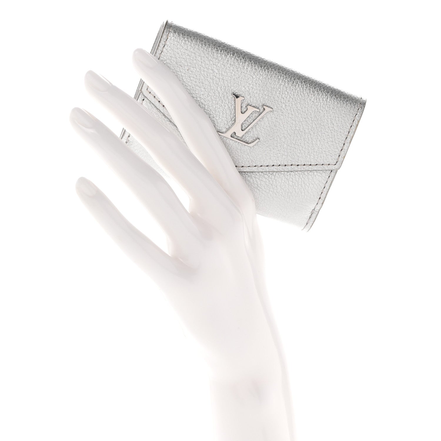 Louis Vuitton Metallic Calfskin Lockmini Wallet Silver 2 of 8