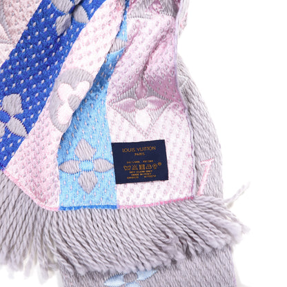 Louis Vuitton Wool Silk Rainbow Logomania Scarf Grey 3 of 4