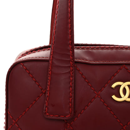Chanel Calfskin Contrast Stitch Small Surpique Bowler Red 10 of 10