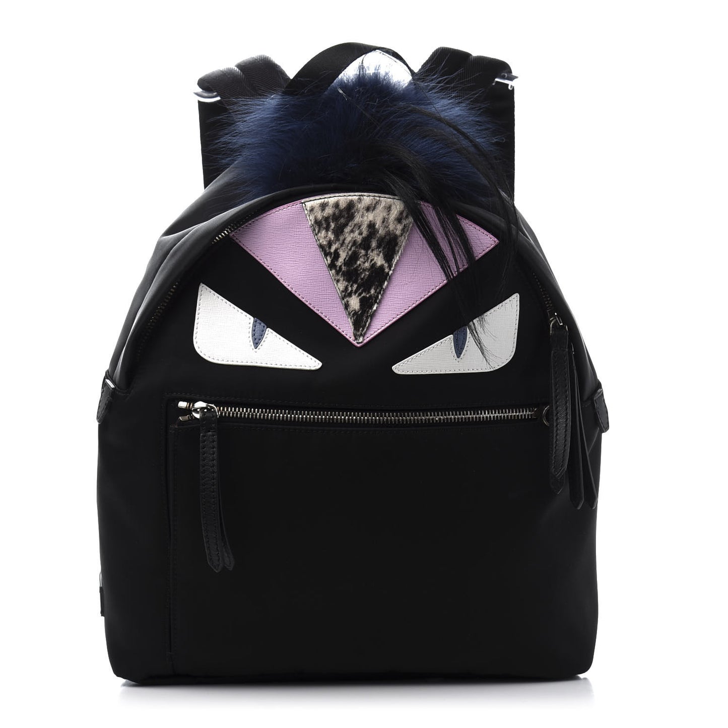 Nylon Vitello Fox Goat Fur Monster Eyes Backpack Black Multicolor Sky