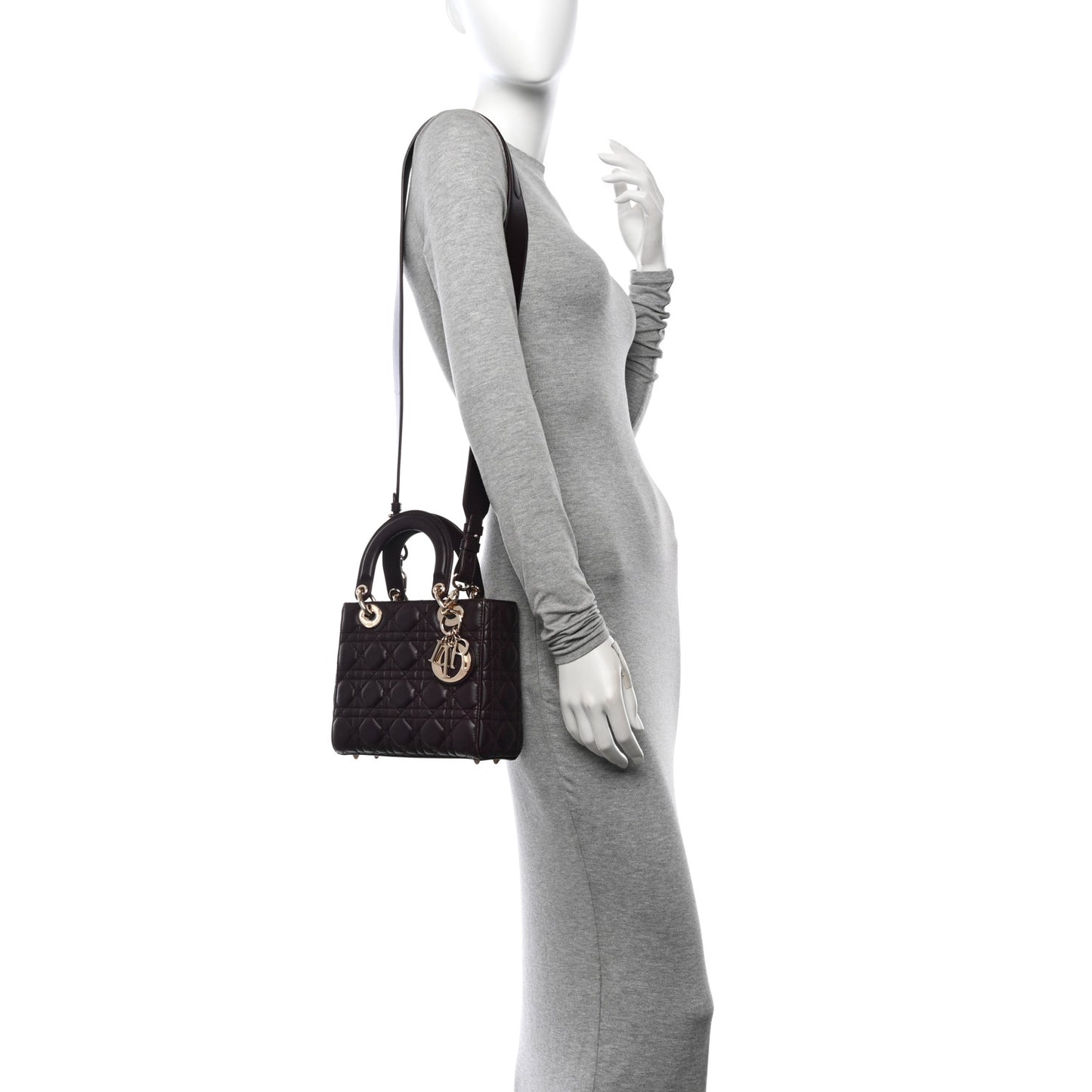 Lambskin Cannage Small Lucky Badges My Lady Dior Burgundy