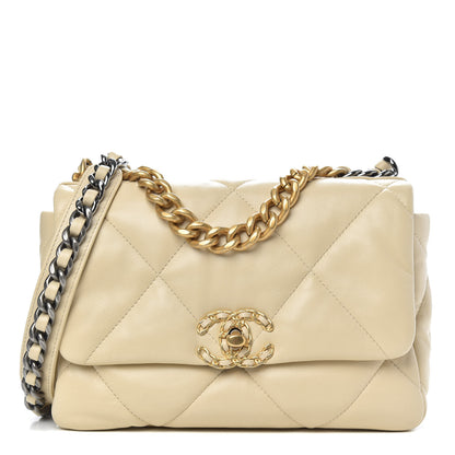 Chanel Lambskin Quilted Medium 19 Flap Beige 1 of 10