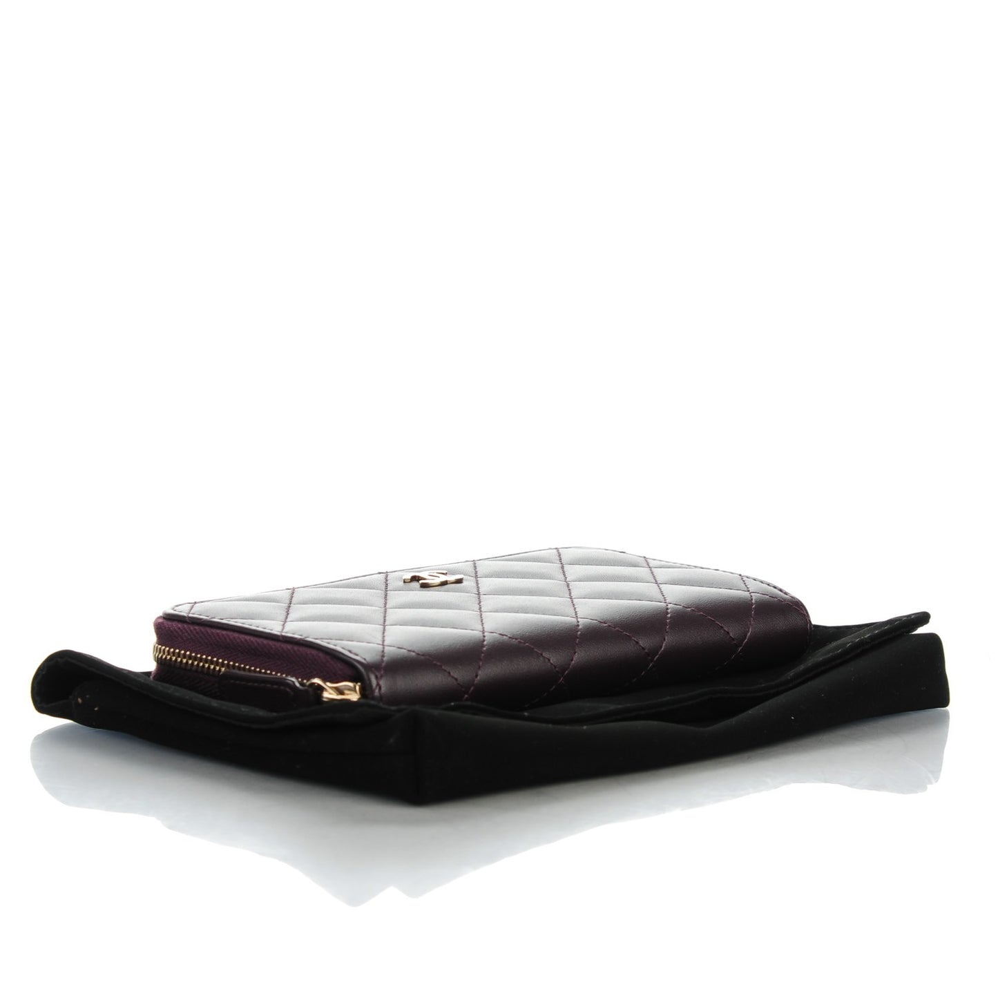 Lambskin Quilted Small Zip Around Wallet Purple