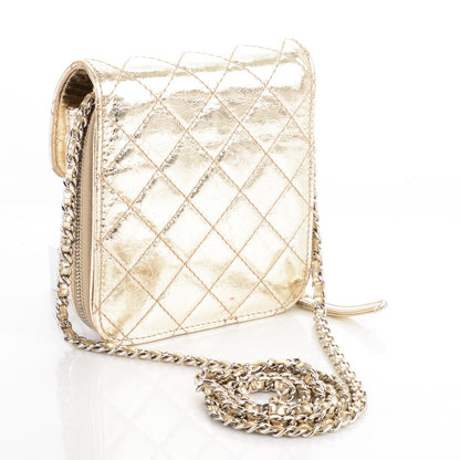 Chanel Crackled Calfskin Quilted Mini Crossbody Flap Gold 3 of 7
