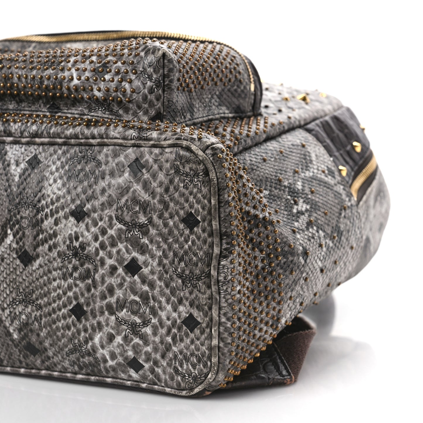 Snakeskin Medium Studded Backpack Black Multicolor