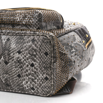 MCM Snakeskin Medium Studded Backpack Black Multicolor 8 of 15
