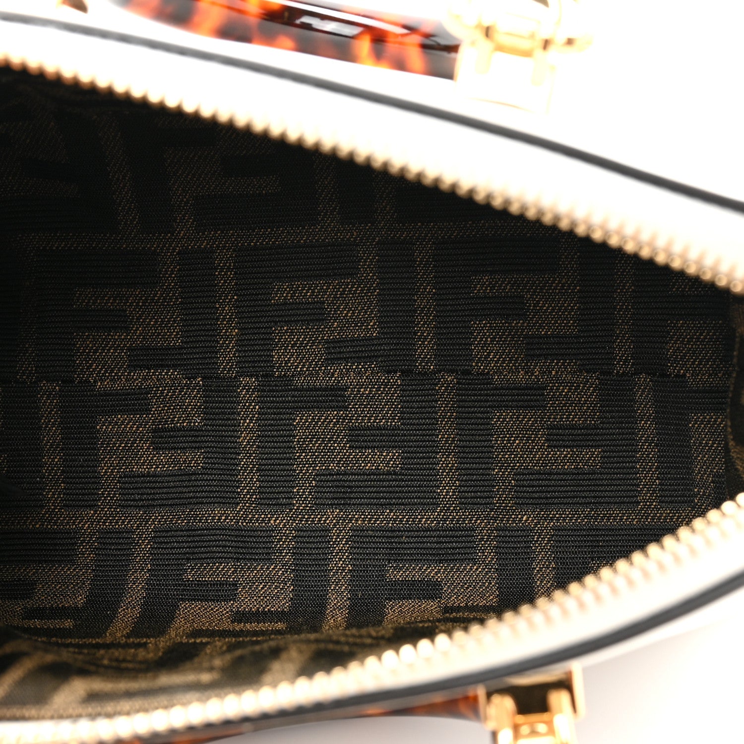 Fendi Vitello King Plexiglass Logo Embossed Mini By The Way Top Handle Boston Bag White Rice 5 of 9