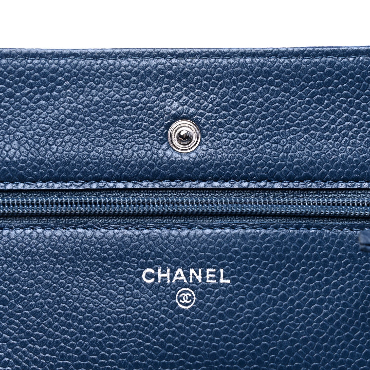 Chanel Caviar Timeless CC Wallet On Chain WOC Dark Blue 4 of 5